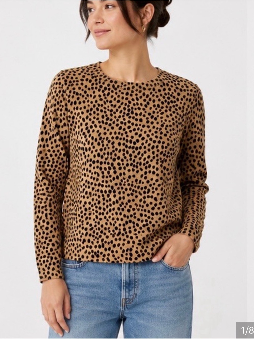 J. Crew Tan Leopard-Print Crewneck Sweater XL